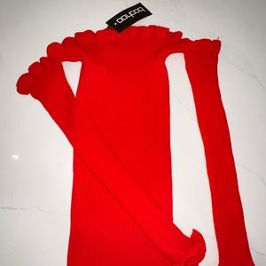 NWT Stretch Strapless Red Sweater Dress